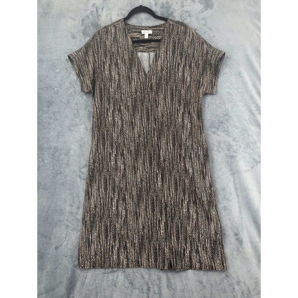 Nordstrom Dress Womens Size M Shift Abstract Office Career Relaxed Black Tan